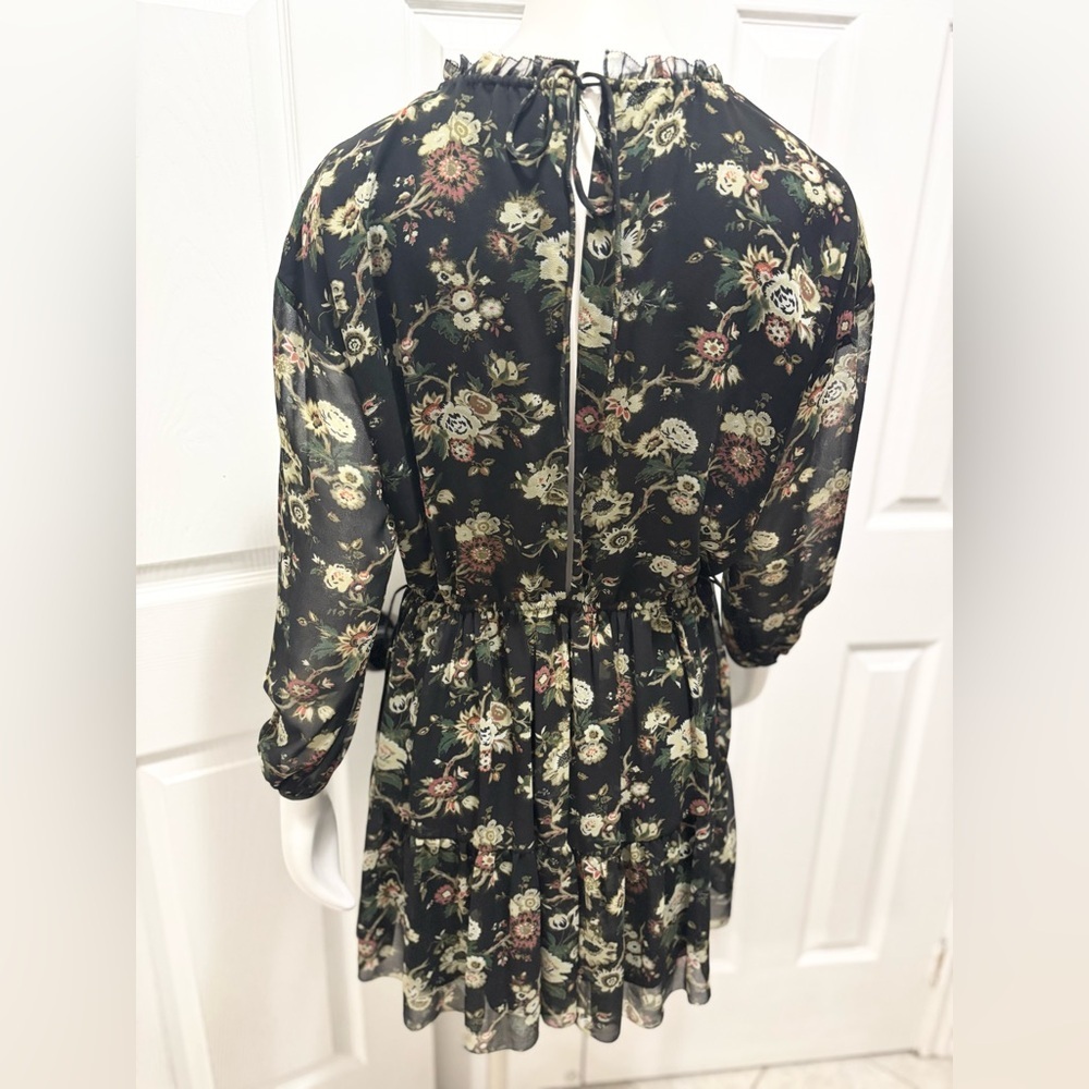 Aritzia Wilfred Lamare Ruffle Floral Mini Dress Open Back Peasant Prairie Sz XS - Picture 12 of 16